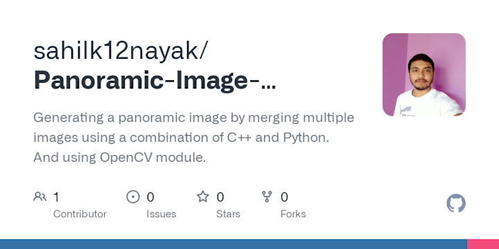 Cover image for GitHub - sahilk12nayak/Panoramic-Image-Creation-Project: Genera…