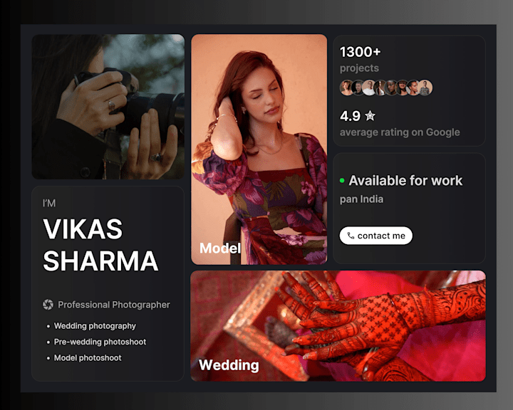 Cover image for Photographer portfolio website Bento Grid UI