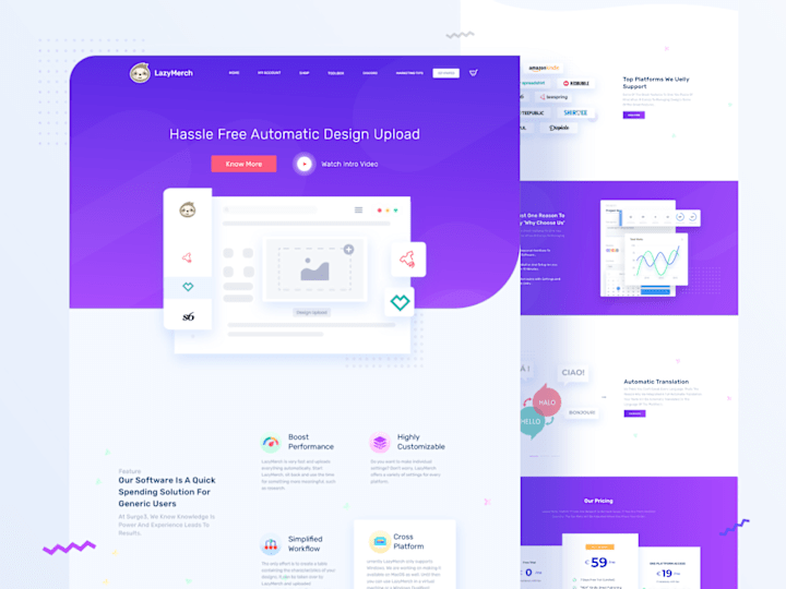 Cover image for SAAS Landing page design for lazymerch