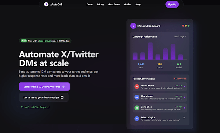 Cover image for xAutoDM - AI-Powered Twitter DM Automation Platform