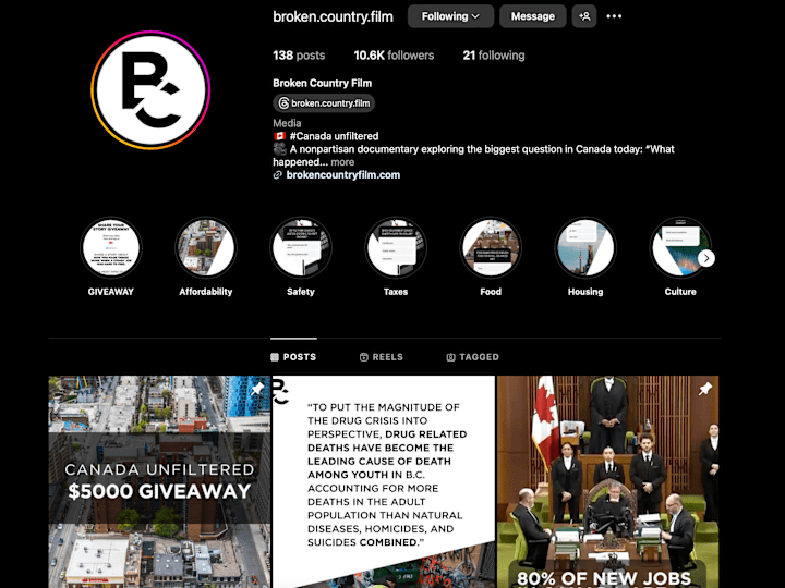 Cover image for Broken Country Film Social Media Marketing (5+ channels) 