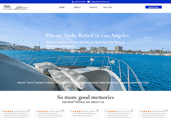 Cover image for Website Redesign for Los Angeles Private Luxury Yacht Rentals