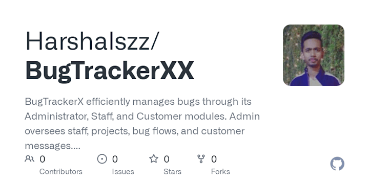 Cover image for Harshalszz/BugTrackerXX