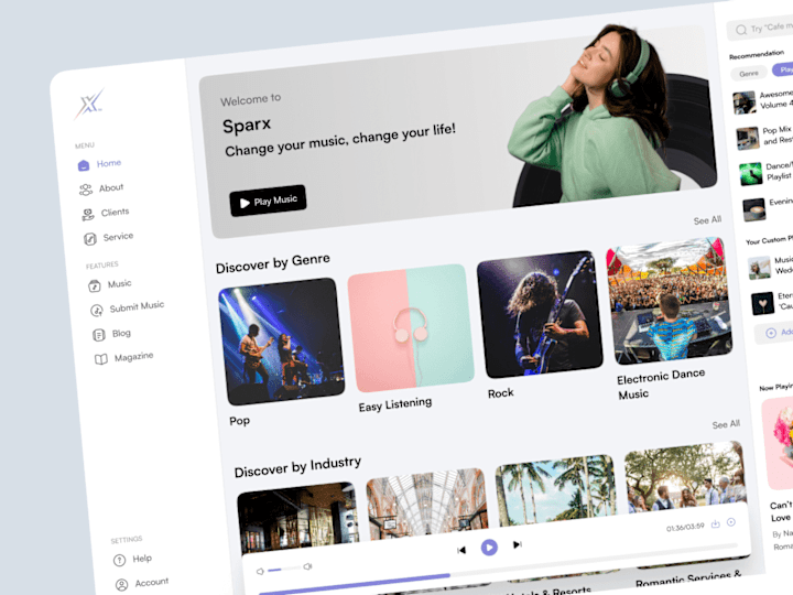 Cover image for Sparx - B2B Music Streaming Platform Website