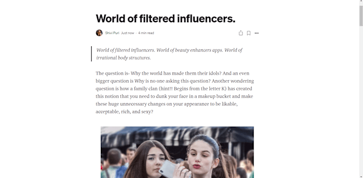 Cover image for World of filtered influencers