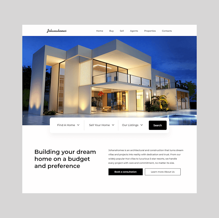 Cover image for SIMPLE REAL ESTATE WEBSITE on Behance