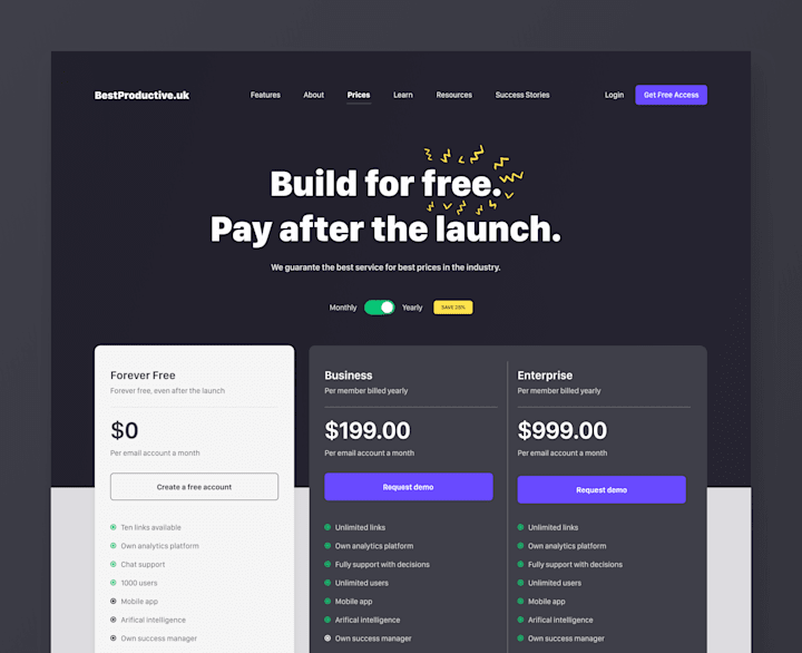 Cover image for Pricing Page for Best Productive 
