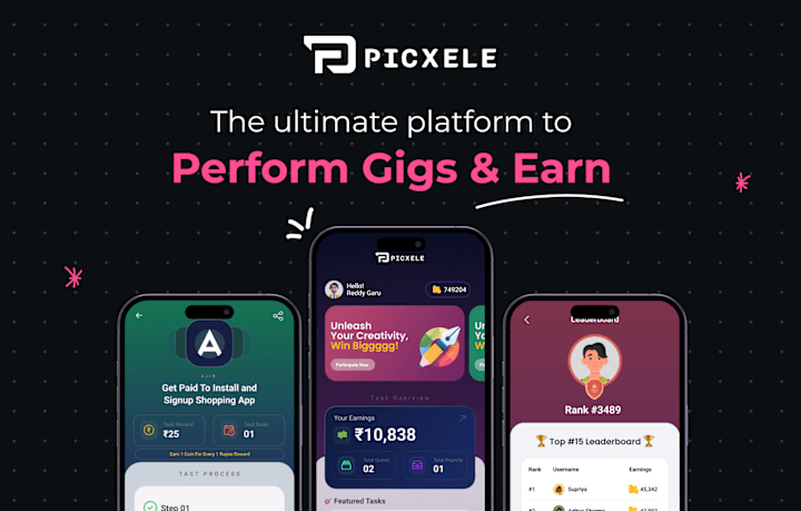 Cover image for Picxele App Redesign - Gig Earnign Platform