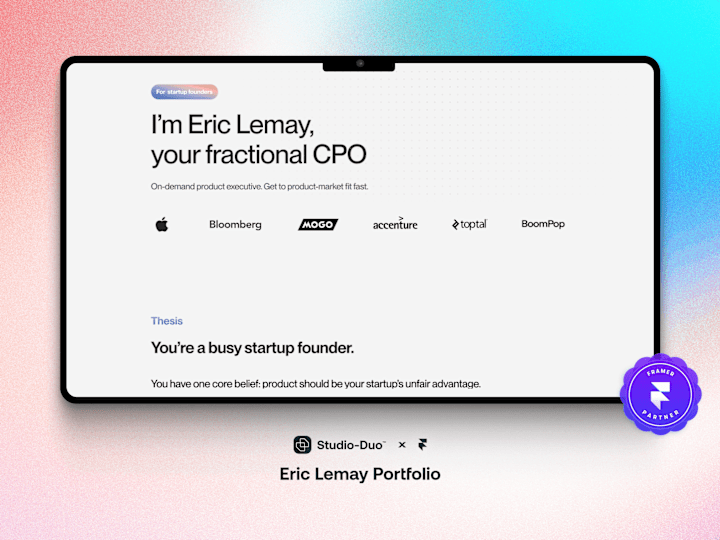 Cover image for Eric Lemay Portfolio - Figma to Framer Development