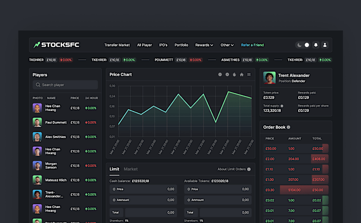 Cover image for Redesign | Football Stock Market Web App