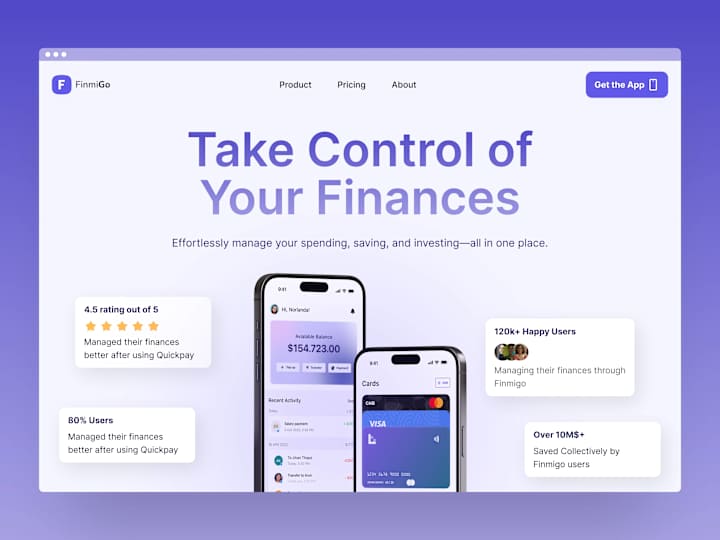 Cover image for Finmigo - Financial Mobile App Landing