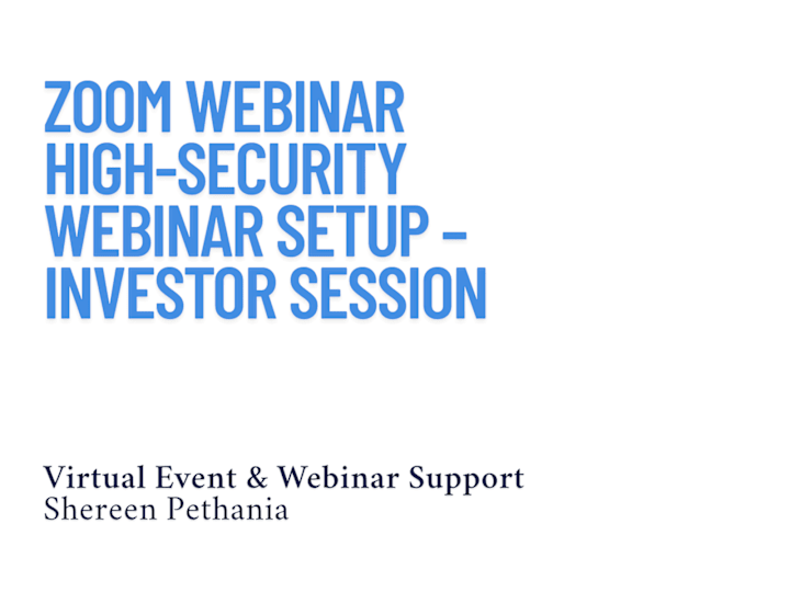 Cover image for Investor Webinar – High-Security Setup & Live Support (Zoom)
