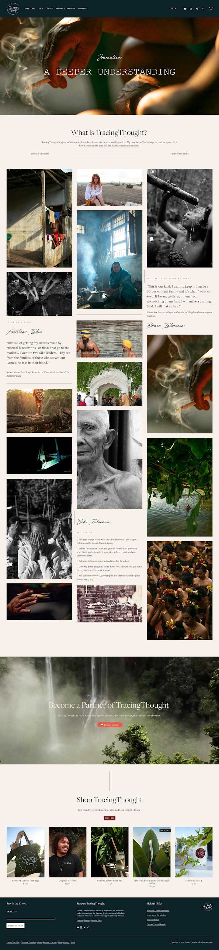 Cover image for TracingThought: Video/Photo Journalism Custom Squarespace Site