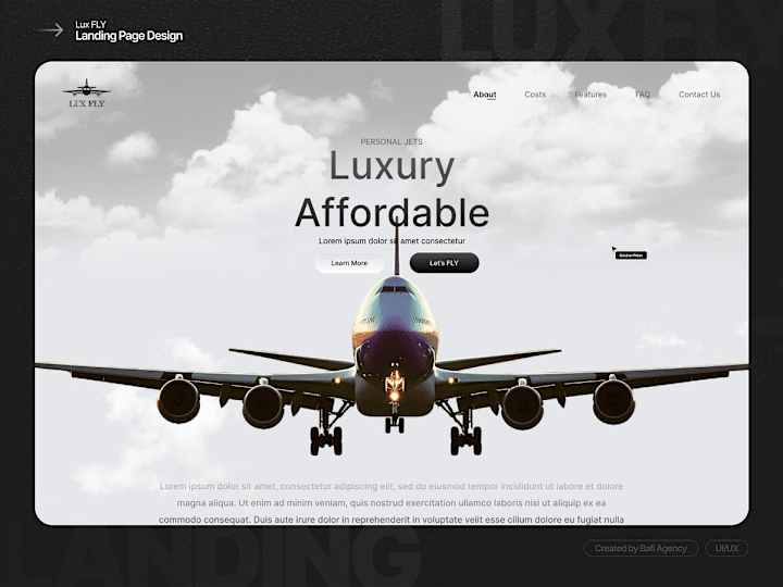 Cover image for Lux FLY Landing Page Design