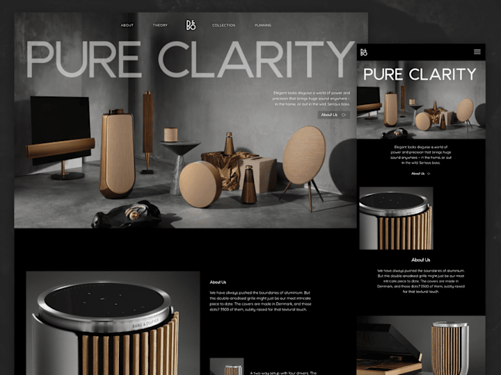 Cover image for Bang & Olufsen - Aesthetic Minimalist Speaker Website Page