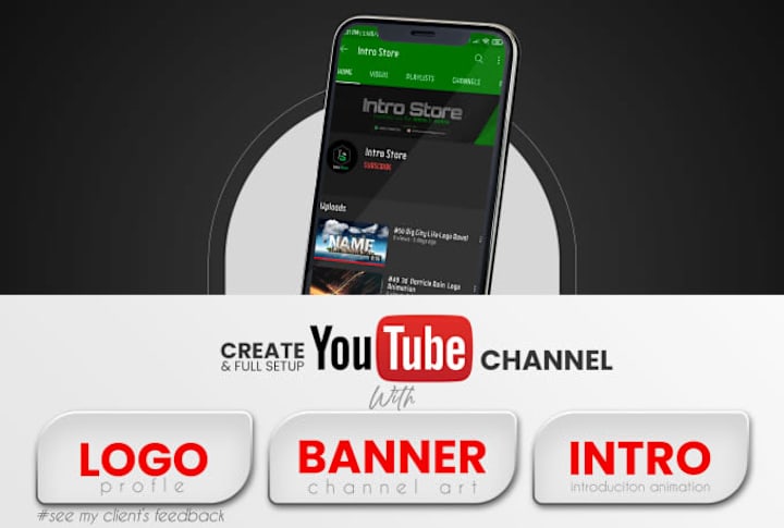 Cover image for create youtube channel with logo, banner and intro