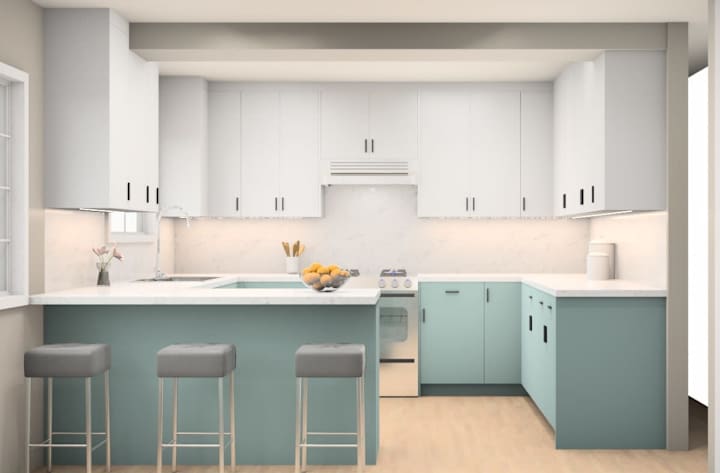 Cover image for White and Teal kitchen