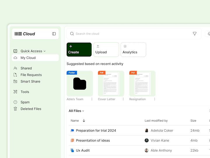 Cover image for Ui Exploration for a cloud storage and collaboration tool.