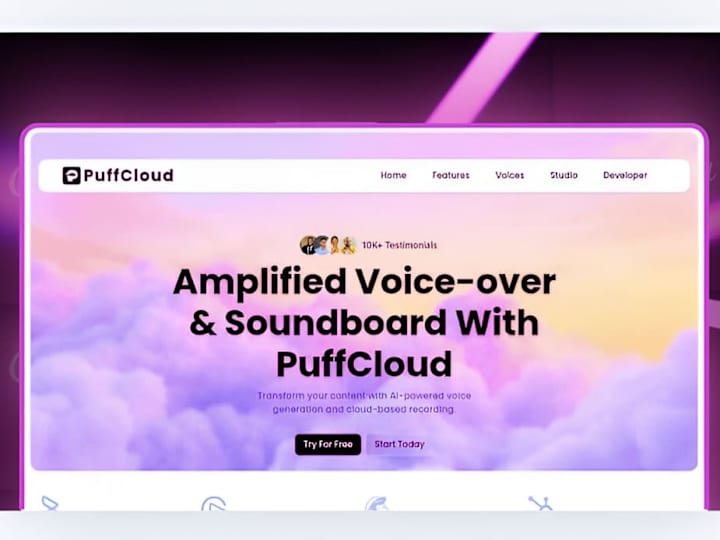 Cover image for PuffCloud - Landing Page  TTS Text -To-Speech