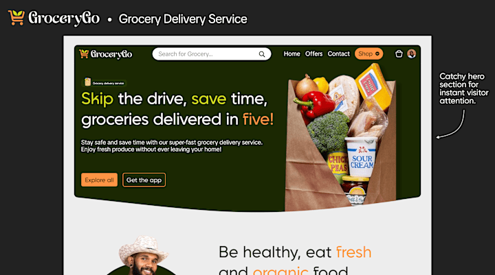 Cover image for Landing Page Design (GroceryGo)
