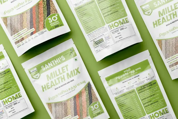 Cover image for Shanthi’s Millet Health Mix – Labelling Design