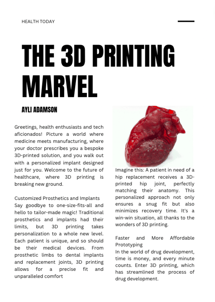 Cover image for The 3D Printing Marvel: Healing the World, One Layer at a Time