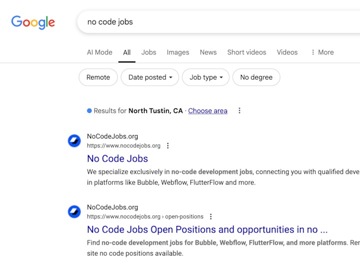 Cover image for No Code Jobs - No Code Job Board