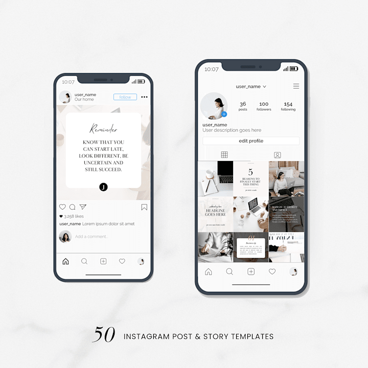 Cover image for Instagram post & stories Canva templates "Joanna"