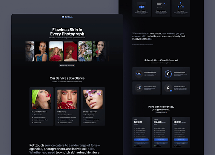 Cover image for Retttouch - Subscription-based skin retouching service website
