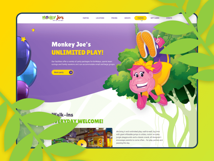 Cover image for Landing Page Design for Monkey Joe's Indoor Entertainment Center