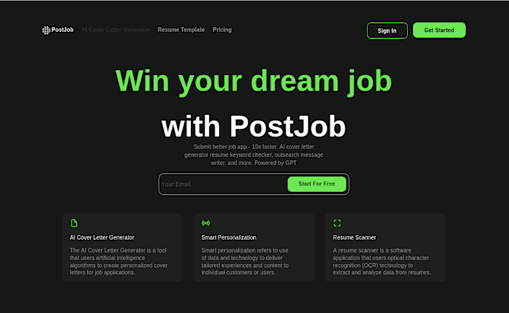 Cover image for Landing page for project "Post Job"