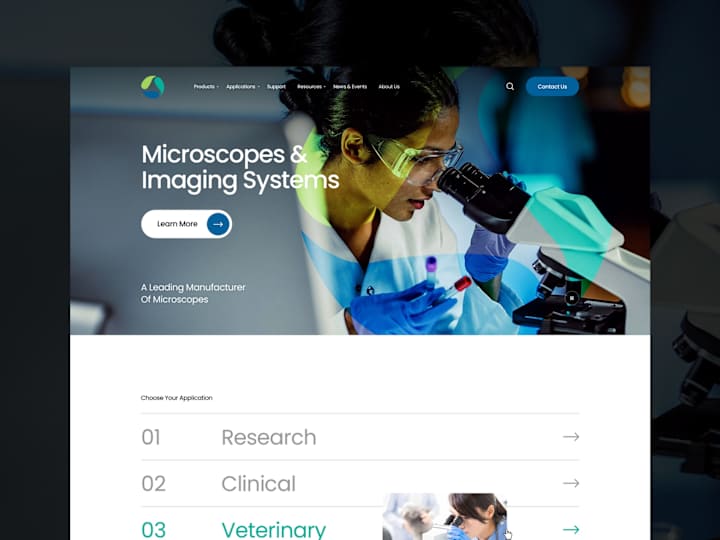 Cover image for Professional Microscope Manufacturing Web UI Design