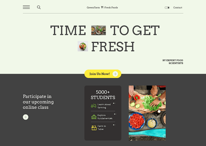 Cover image for Landing page design for food company