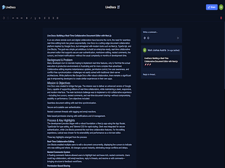 Cover image for LiveDocs - Real-Time Collaborative Document Editor with Next.js
