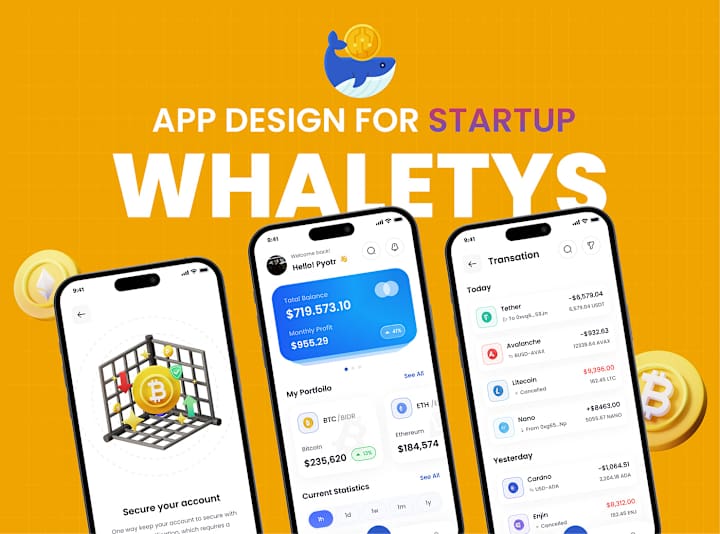 Cover image for 🐳 Whaletys - Crypto Wallet Mobile App Design 💸🔒 