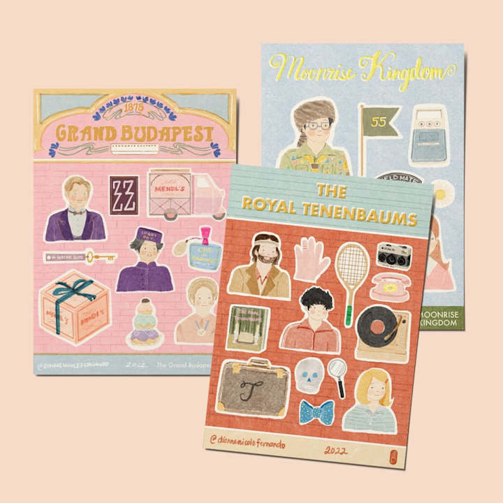 Cover image for Wes Anderson Movie Fan Art Stickers