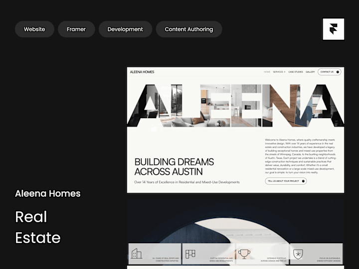 Cover image for Aleena Homes | Content Management in Framer