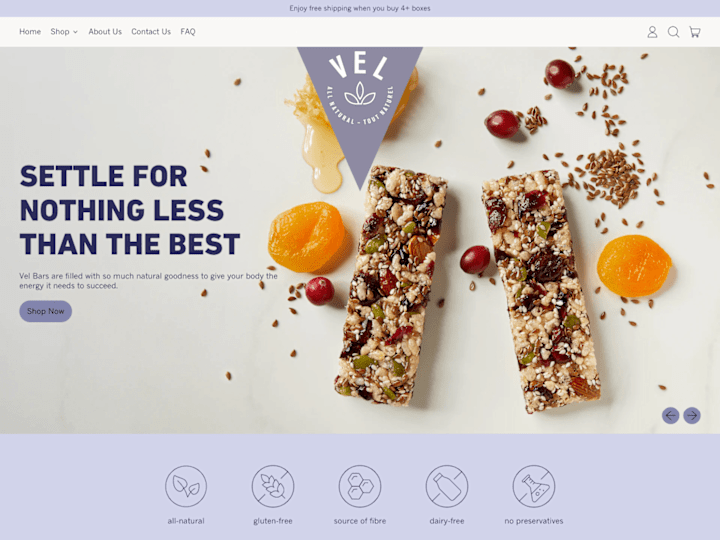 Cover image for Vel Bars - Minimal designed website that caters craving+wellness