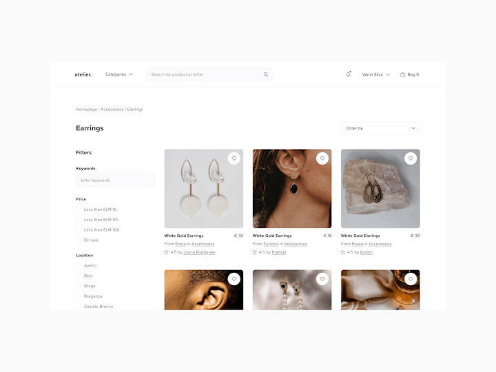 Cover image for Atelier Marketplace Website (UI/UX, Product Design)