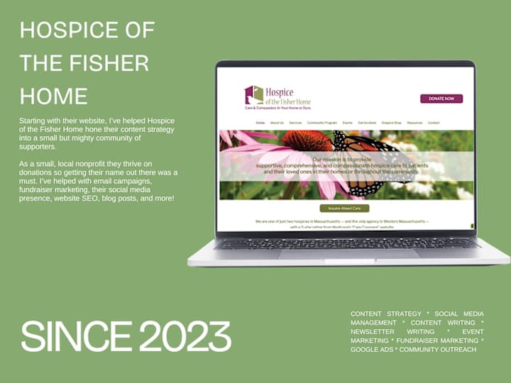 Cover image for Content Strategy & SMM - Hospice of the Fisher Home