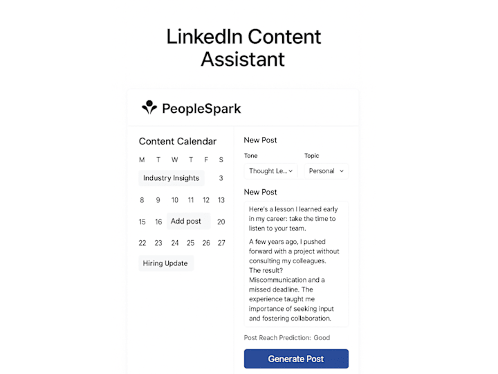 Cover image for PeopleSpark – LinkedIn Content Assistant