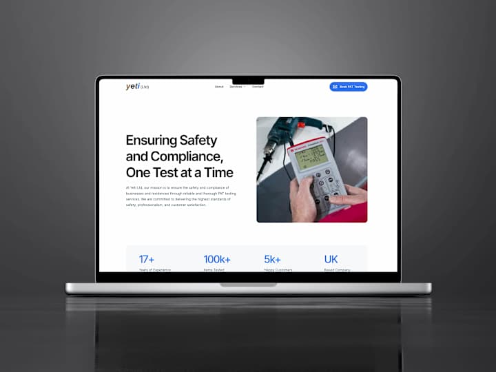 Cover image for Yeti Ltd: Framer Website Build for leading PAT Testing company