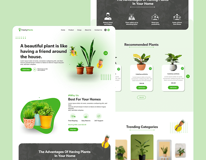 Cover image for FreshyPlants Landing Page :: Behance
