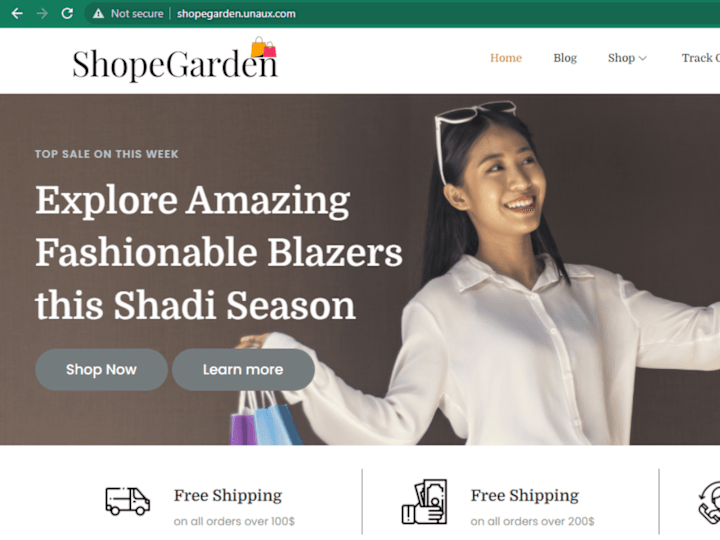 Cover image for " ShopeGarden " is a E-commerce website.