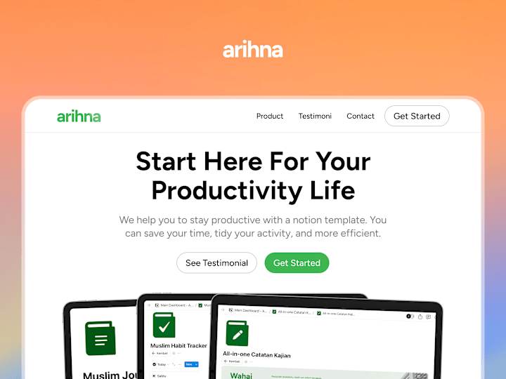 Cover image for Arihna Landing Page Design