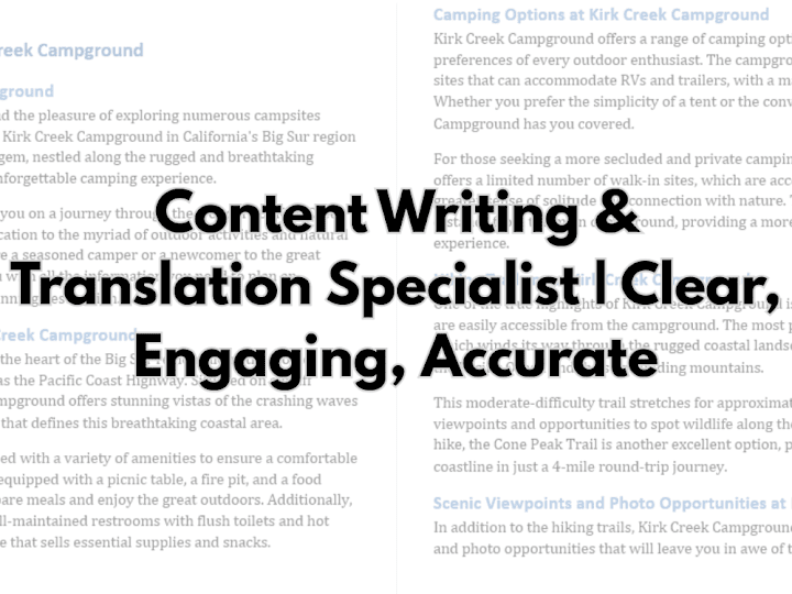 Cover image for Content Writing & Translation Specialist