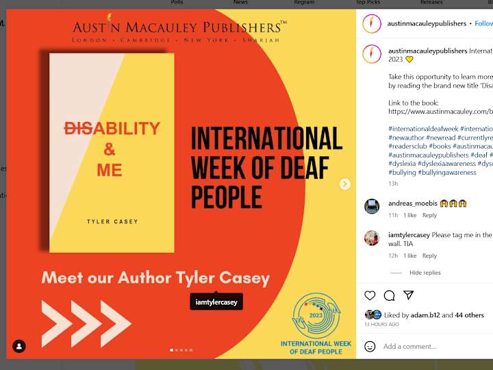 Cover image for Austin Macauley on Instagram: “International Week of Deaf Peopl…