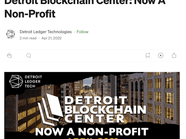 Cover image for blog: Detroit Blockchain Center: Now A Non-Profit