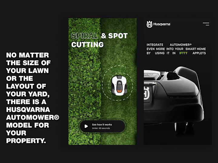 Cover image for Husqvarna Robotic Lawn Mower - mobile landing page concept