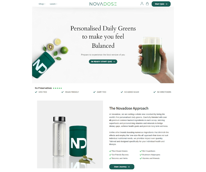 Cover image for Nova Dose Personalised Nutrition Shopify Store Design UK Based